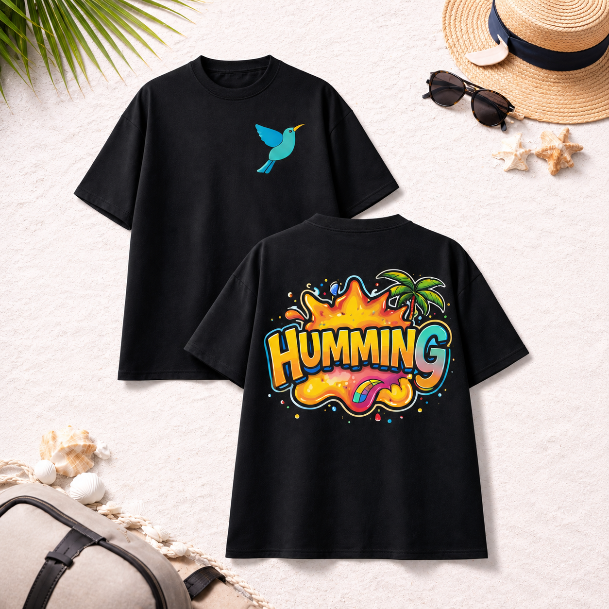 HUMMING Oversized Back Graphic T-shirt